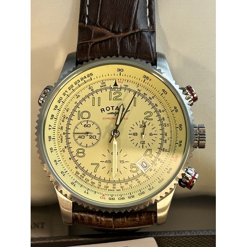 A gentleman s Rotary Chronospeed multi dial wristwatch with brown leather strap this lot is subjec