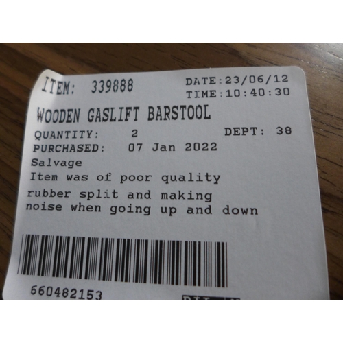 3051 - A Pair Of Wooden Gas lift Barstools - Bayside Furnishings  (298-236) *This lot is subject to VAT