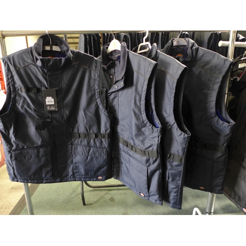 3072 - Four men's Dickie's navy utility bodywarmers - size XL * this lot is subject to VAT