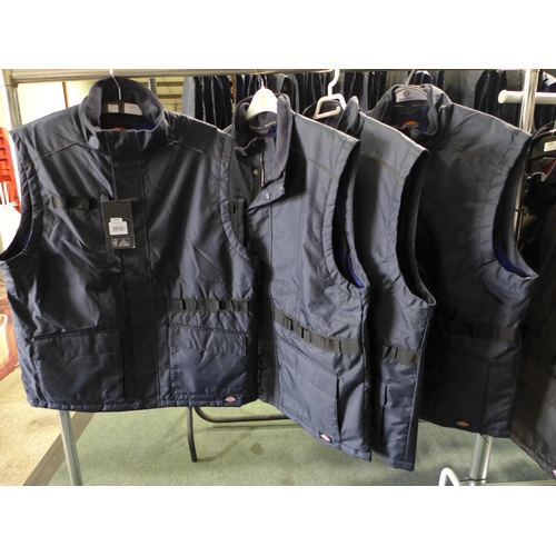 3073 - Four men's Dickie's navy utility bodywarmers - size XL * this lot is subject to VAT