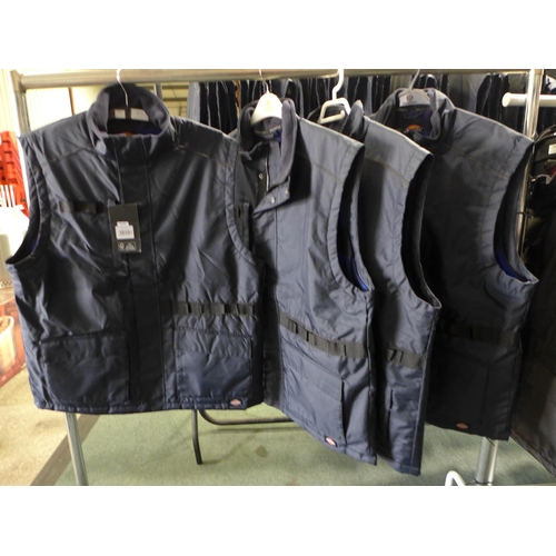 3074 - Four men's Dickie's navy utility bodywarmers - size XL * this lot is subject to VAT