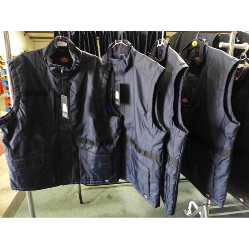 3077 - Four men's Dickie's navy utility bodywarmers - size XXL * this lot is subject to VAT