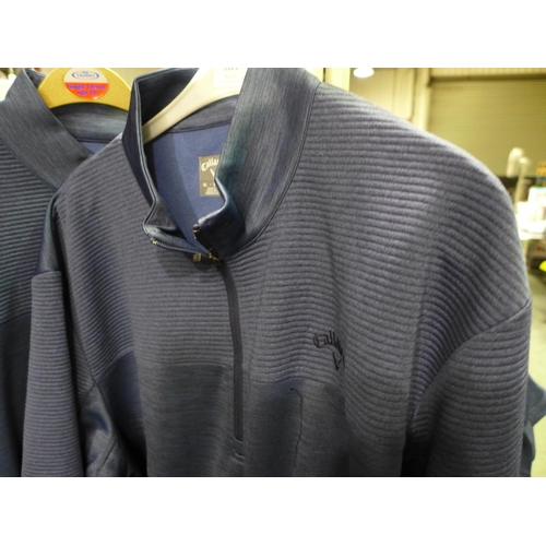 3124 - Three men's Callaway ¼ zip blue tops - mixed sizes and colours * this lot is subject to VAT