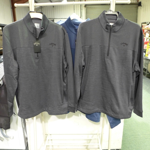 3124 - Three men's Callaway ¼ zip blue tops - mixed sizes and colours * this lot is subject to VAT