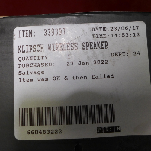 3127 - Klipsch Wireless Speaker Heritage Groove  (298-276) *This lot is subject to VAT