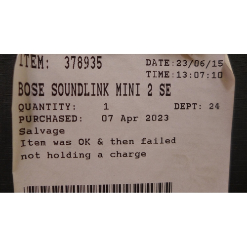 3160 - Bose black Soundlink Mini 2 Speaker, original RRP £129.99 + VAT (298-282) *This lot is subject to VA... 