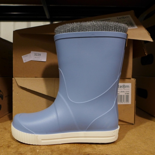 3229 - Two Pairs of Children's Pale Blue Team Sock-Lined Wellies - UK Size: 10/11