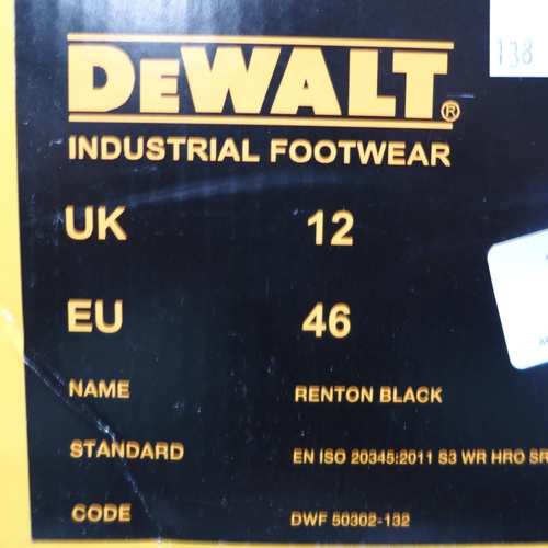 3248 - Pair of Men's Black Dewalt Steel Toe-Capped Work Boots - UK Size: 12 * this lot is subject to VAT