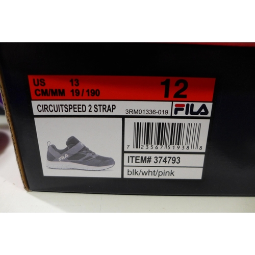 3276 - Two Pairs of Children's Black & Pink FILA Trainers - UK Size: 12 * this lot is subject to VAT