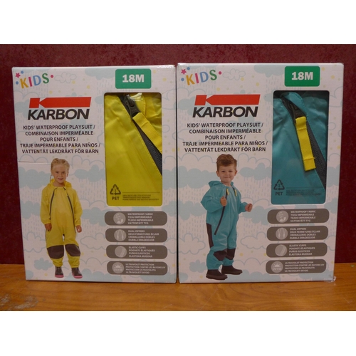 3185 - Ten Children's Karbon Waterproof Playsuits - Mixed Colours (18m)