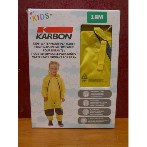 3186 - Ten Children's Karbon Waterproof Playsuits - Yellow (18m)