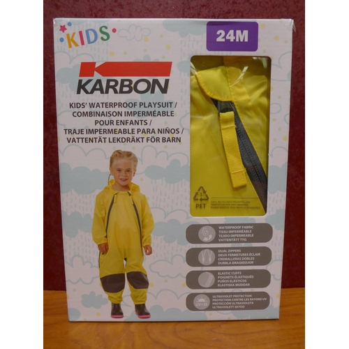 3189 - Ten Children's Karbon Waterproof Playsuits - Yellow (24m)