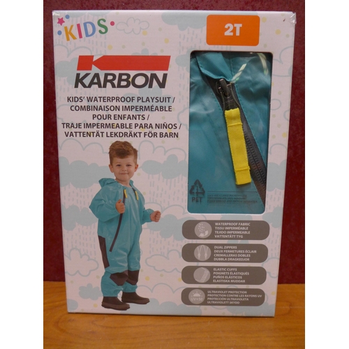 3192 - Ten Children's Karbon Waterproof Playsuits - Blue (2T)