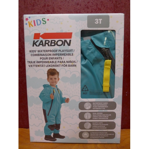 3194 - Ten Children's Karbon Waterproof Playsuits - Blue (3T)