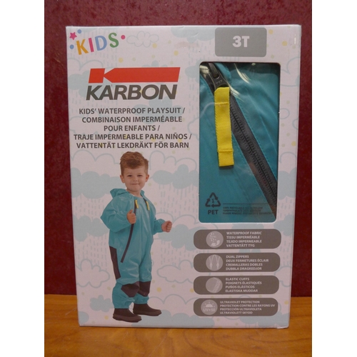 3195 - Ten Children's Karbon Waterproof Playsuits - Blue (3T)