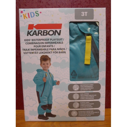 3196 - Ten Children's Karbon Waterproof Playsuits - Blue (3T)