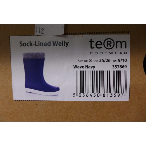 3221 - Two Pairs of Children's Navy Team Sock-Lined Wellies - Mixed Size: 6/7 & 8