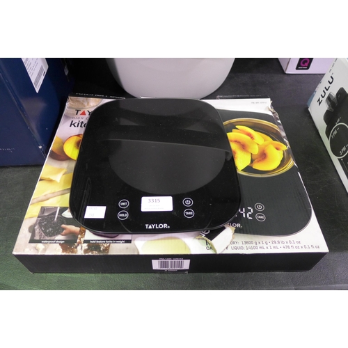 3315 - Two Taylor Digital Kitchen Scales  (298-250) *This lot is subject to VAT