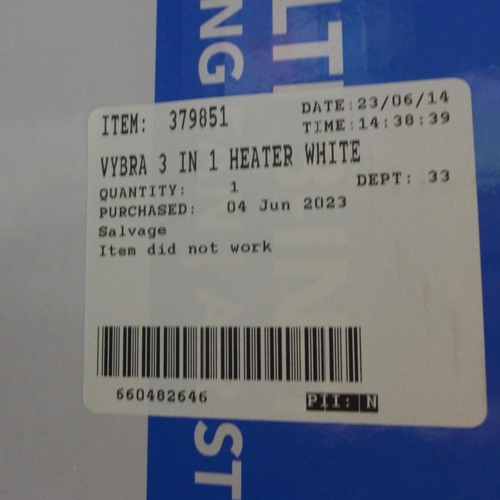 3359 - Vybra 3 In 1 Heater White with Remote, original RRP £119.99 + VAT (298-283) *This lot is subject to ... 