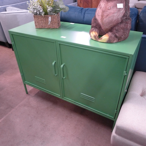 1313 - A green metal two door sideboard