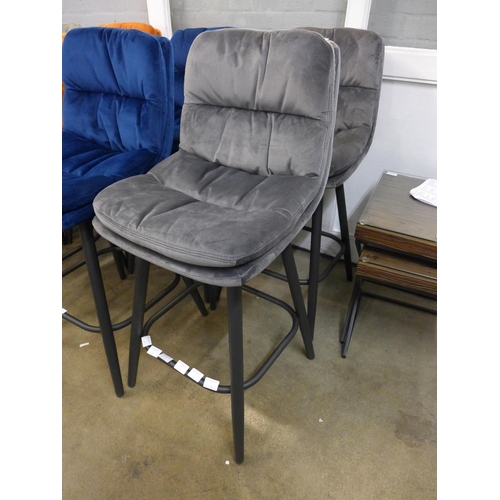 1331 - A pair of Enderson dark grey velvet bar stools