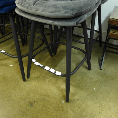 1331 - A pair of Enderson dark grey velvet bar stools