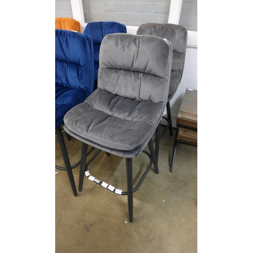 1333 - A pair of Enderson dark grey velvet bar stools