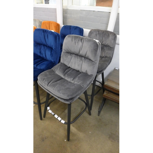 1335 - A pair of Enderson dark grey velvet bar stools