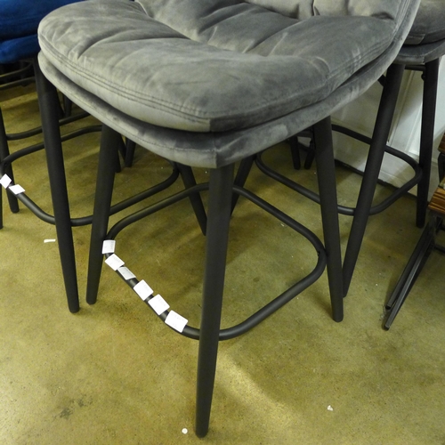 1335 - A pair of Enderson dark grey velvet bar stools