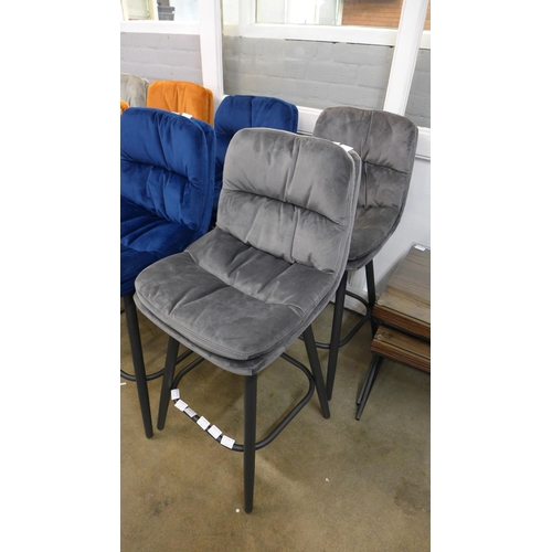 1336 - A pair of Enderson dark grey velvet bar stools