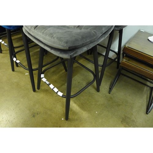 1336 - A pair of Enderson dark grey velvet bar stools