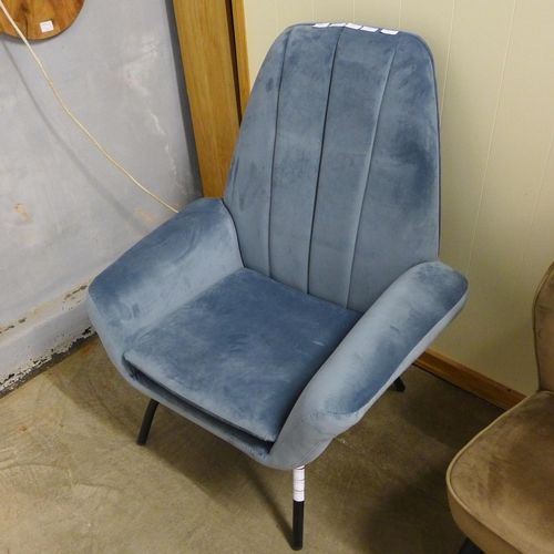 1360 - A Condor aqua velvet side chair