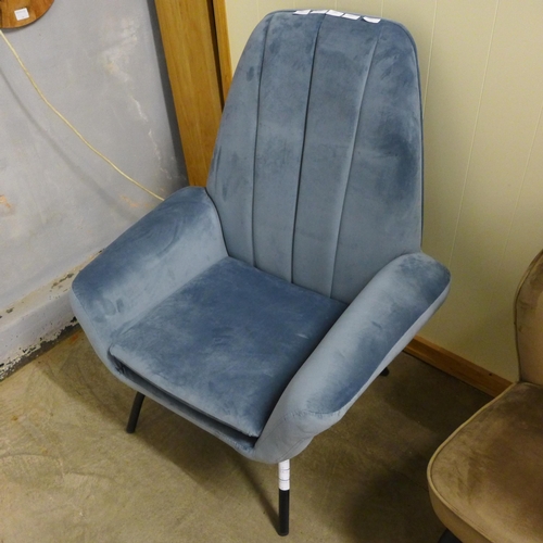 1361 - A Condor aqua velvet side chair