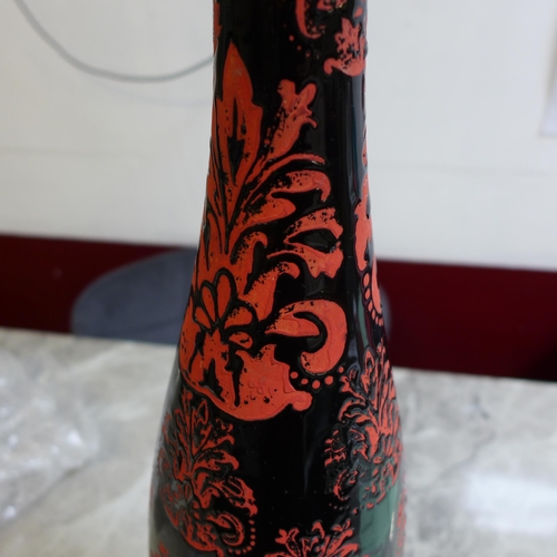 1418 - A 'King's print' tall black and red vase