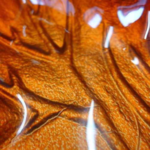 1492 - A red and orange Ombre glass leaf dish