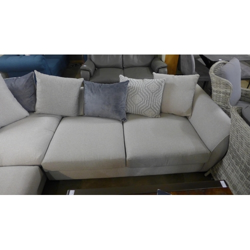 1388 - A light stone upholstered LHF corner sofa