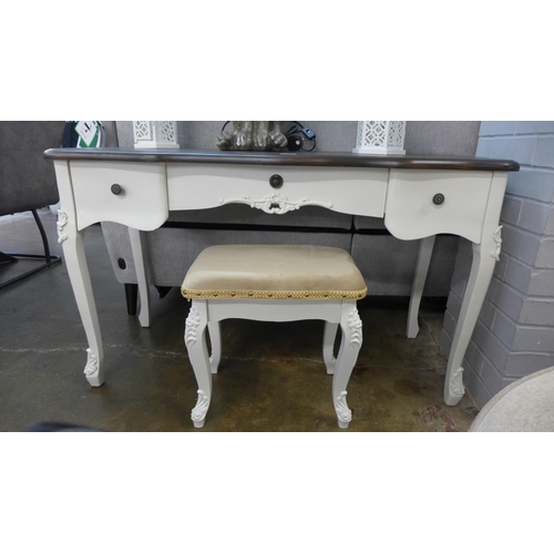 1450 - A dressing table with contrasting top and upholstered stool