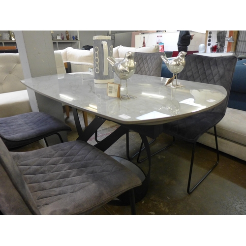 1460 - A 1.3m-1.8m marble topped extending dining table with a set of four Ralph graphite dining chairs - O... 