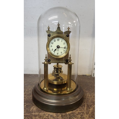 344 - A German Gustav Becker brass anniversary clock