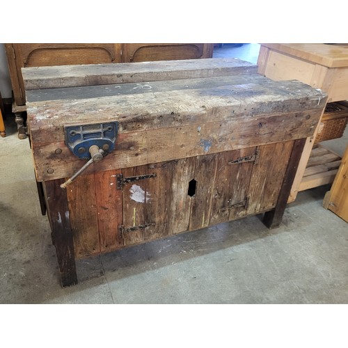 242 - An industrial pine work bench