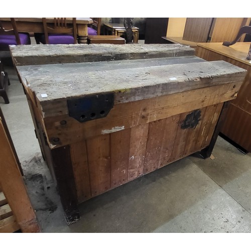 242 - An industrial pine work bench