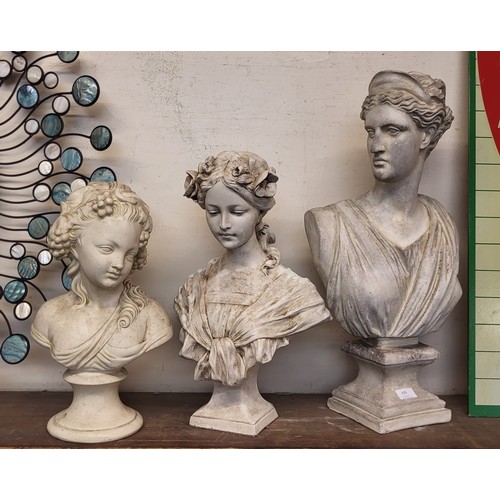 335 - Three faux marble busts of ladies