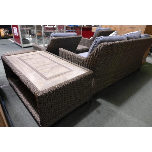 1412 - Sunvilla Malibu 6-Piece Denim Deep Seating Set - (One Footstool Missing Feet) -  original RRP £2333.... 