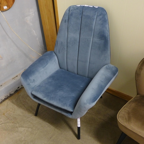 1342 - A Condor aqua velvet side chair