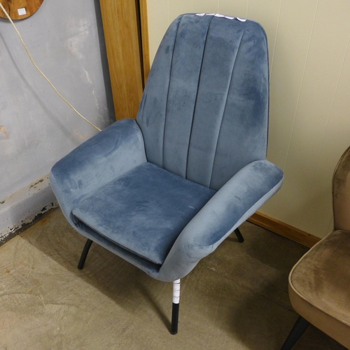 1343 - A Condor aqua velvet side chair