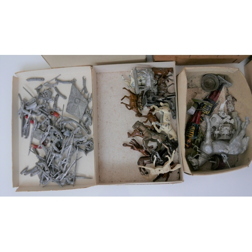 709A - A collection of over 70 lead soldier and horses toy soldier figures and white metal reproduction spa... 