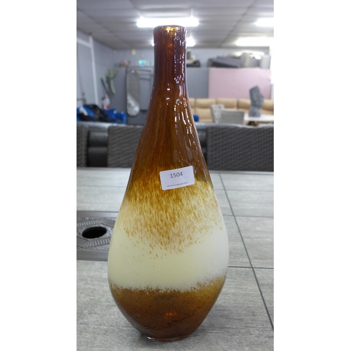 1503 - A 'Magnum' cream and brown glass vase