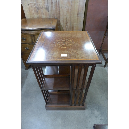 106 - An Edward VII inlaid mahogany freestanding bookcase