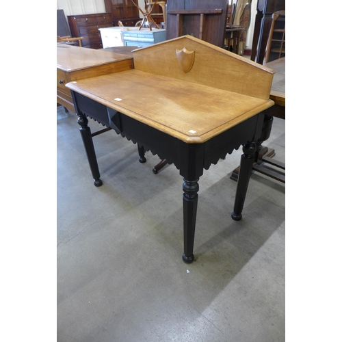 132 - A Victorian painted oak single drawer serving table