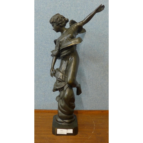 242 - A French bronze figure of a winged lady